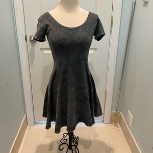 **FOREVER 21** Distressed faux denim looking Gray A line cap sleeve dress